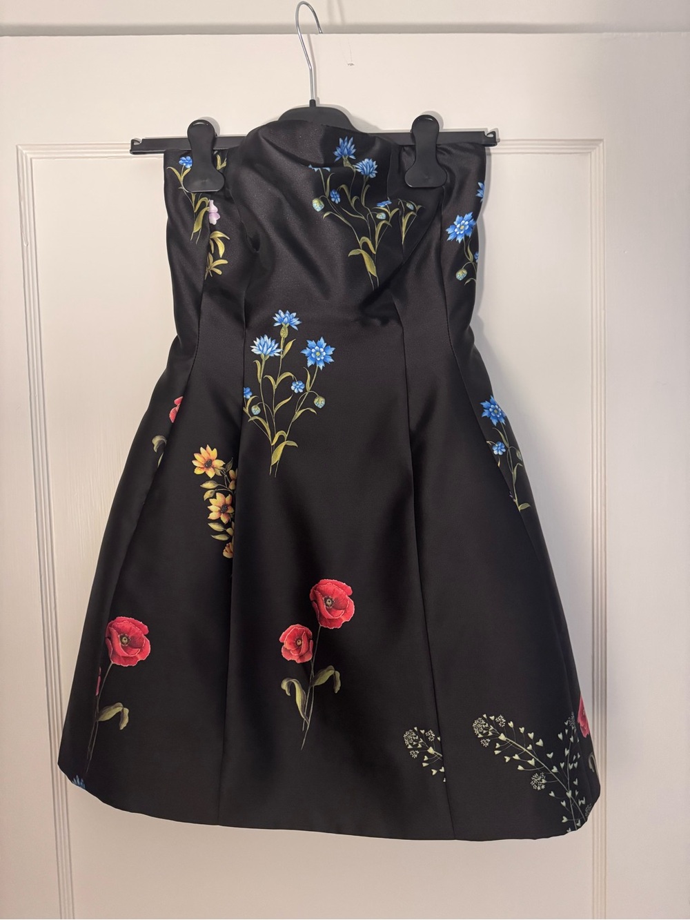 Sachin + Babi Black Floral Strapless Fit-and-Flare Dress